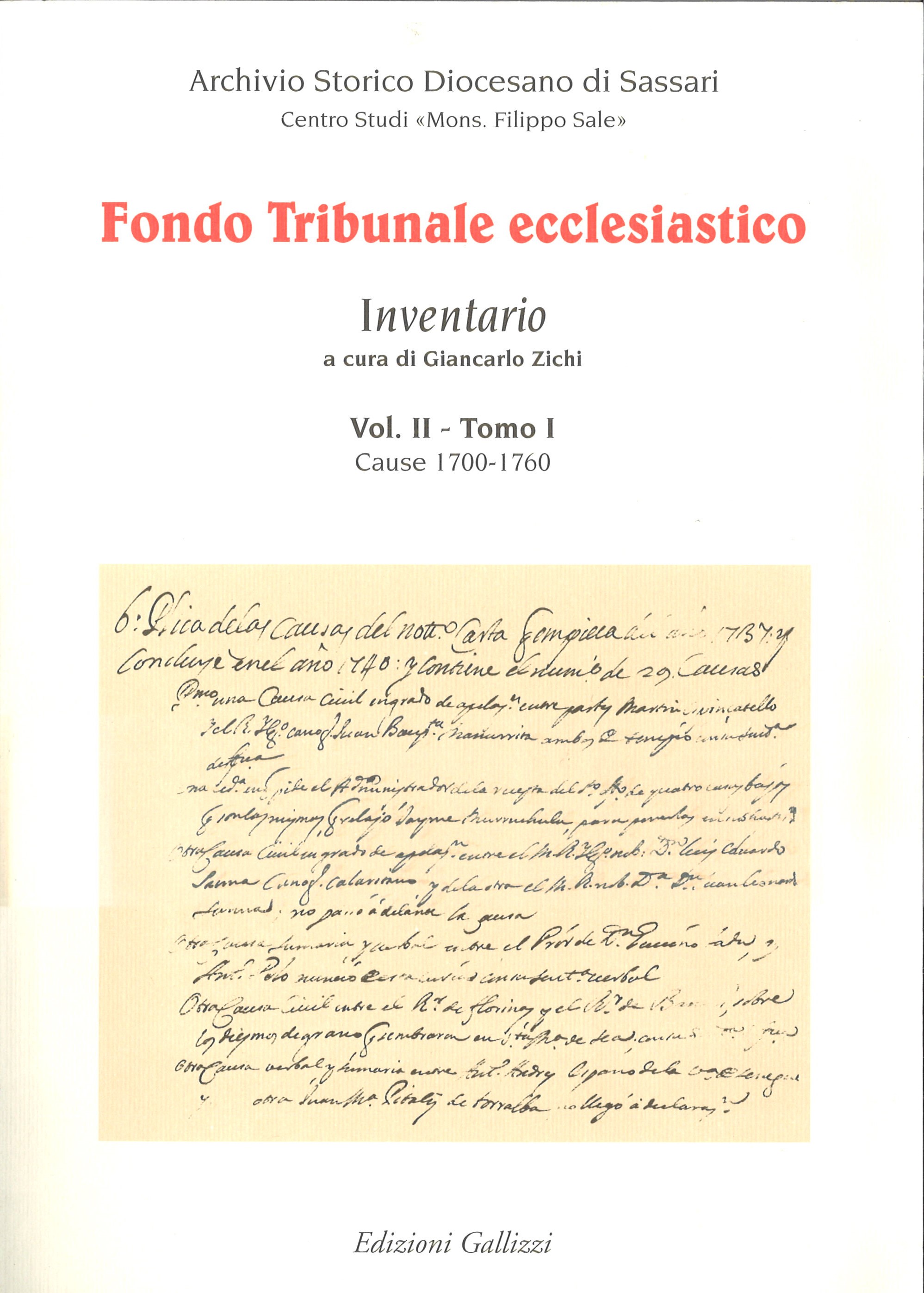 Fondo Tribunale ecclesiastico Vol. II – Tomo I