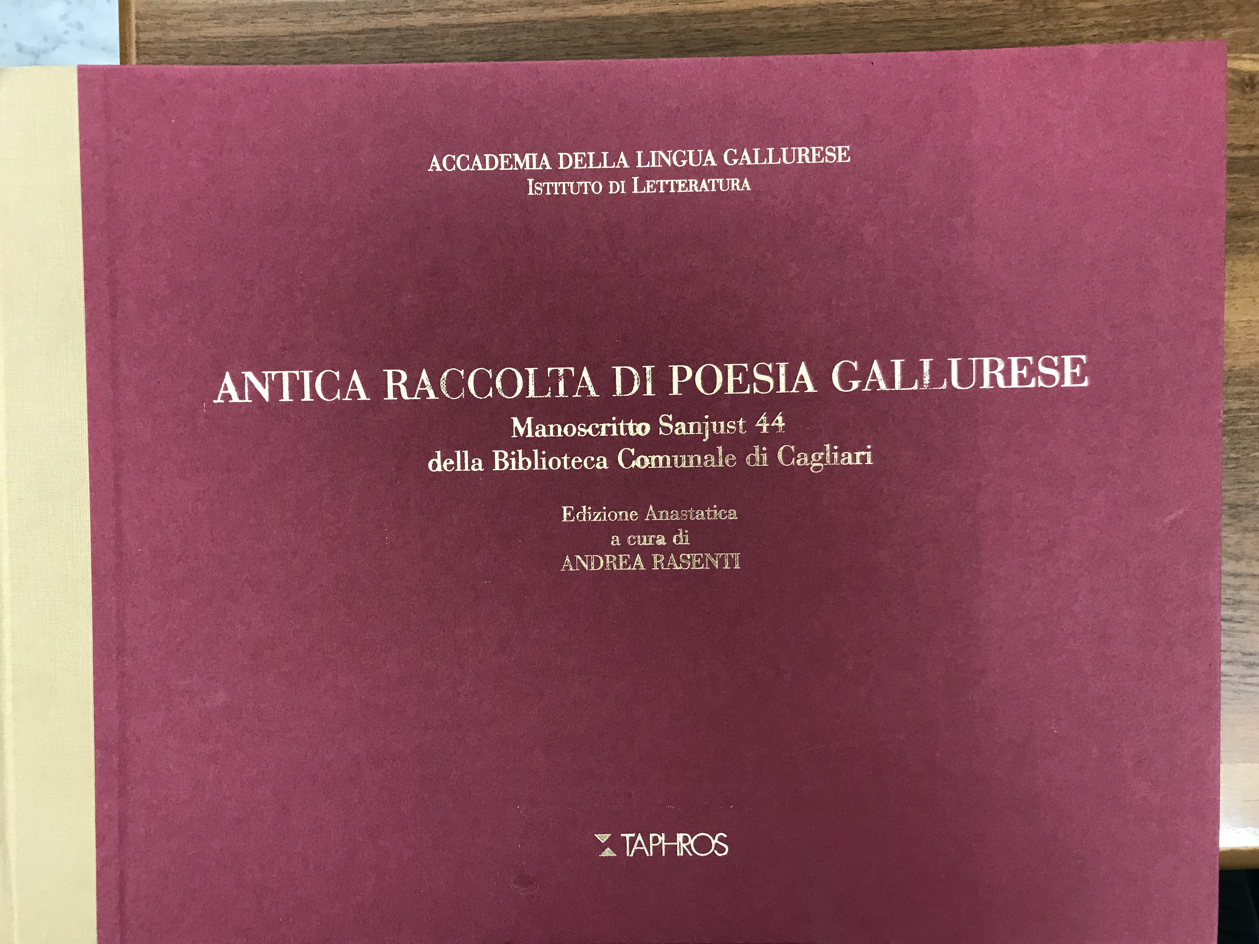 Antica raccolta di poesia gallurese Rasenti Andrea (a cura di)