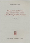 Studi sulla condizione degli animali non umani nel sistema giuridico romano