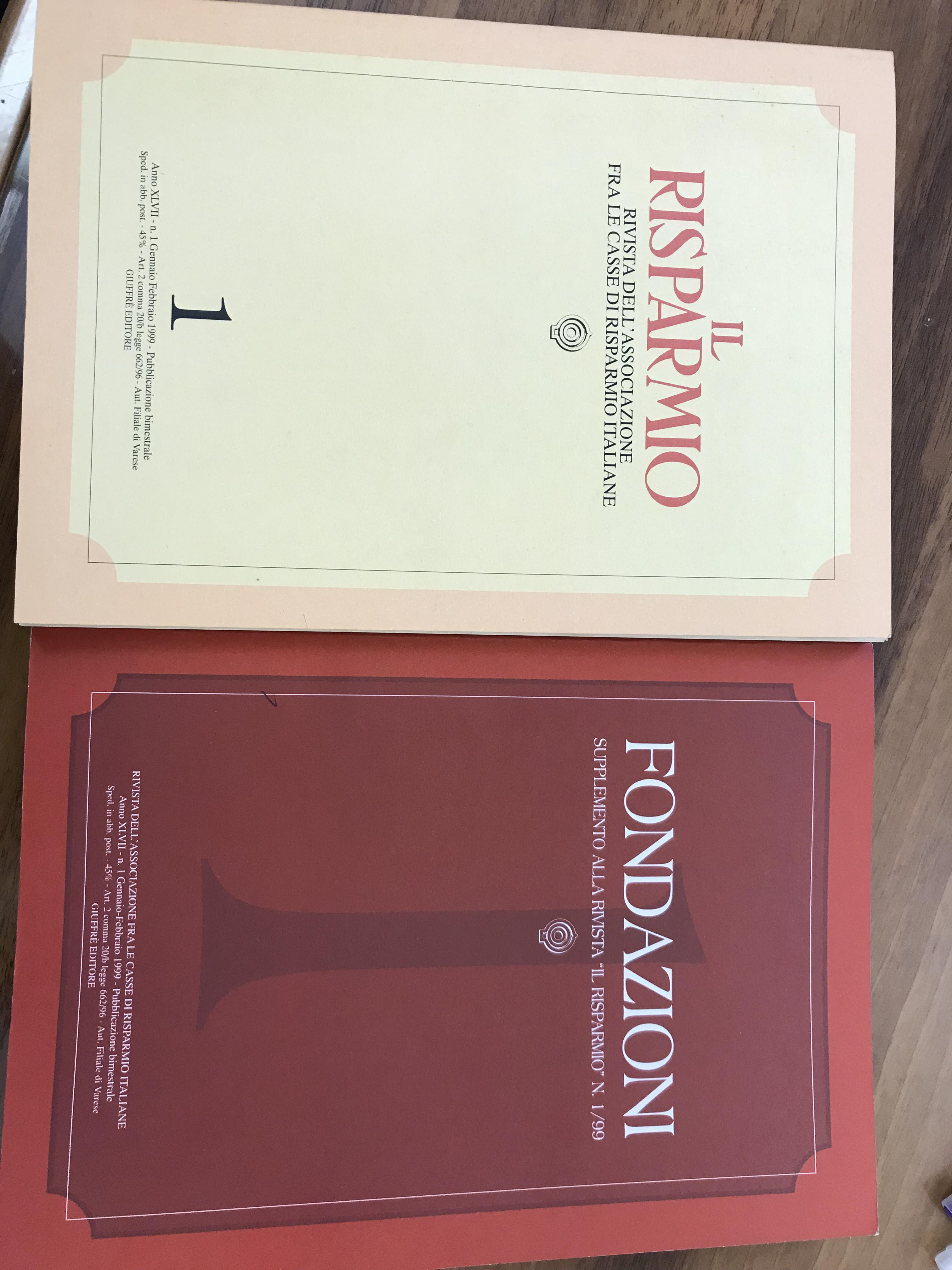 Fondazioni. Supplemento alla Rivista ” Il Risparmio” N.1/99