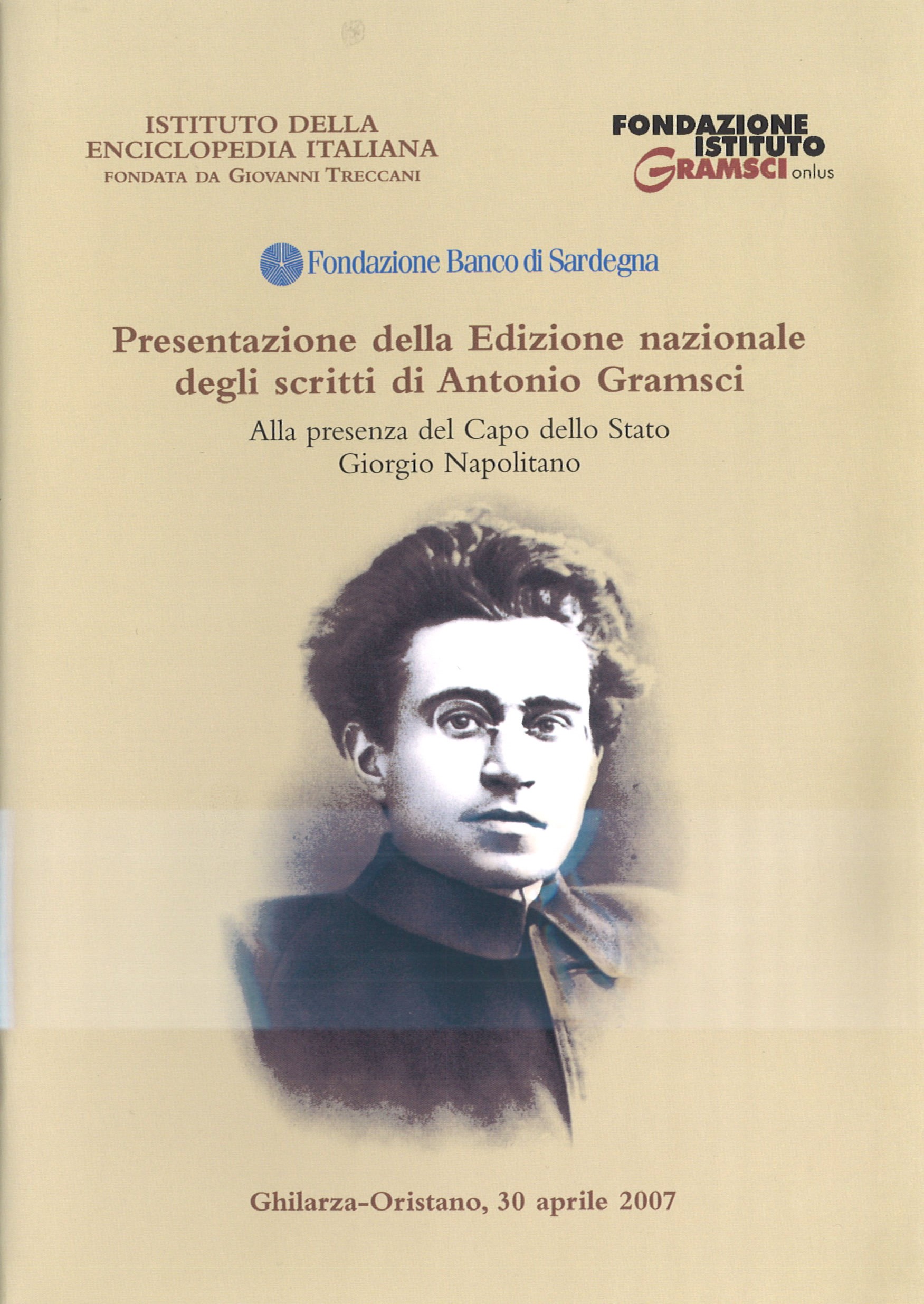Presentazione della Edizione nazionale degli scritti di Antonio Gramsci