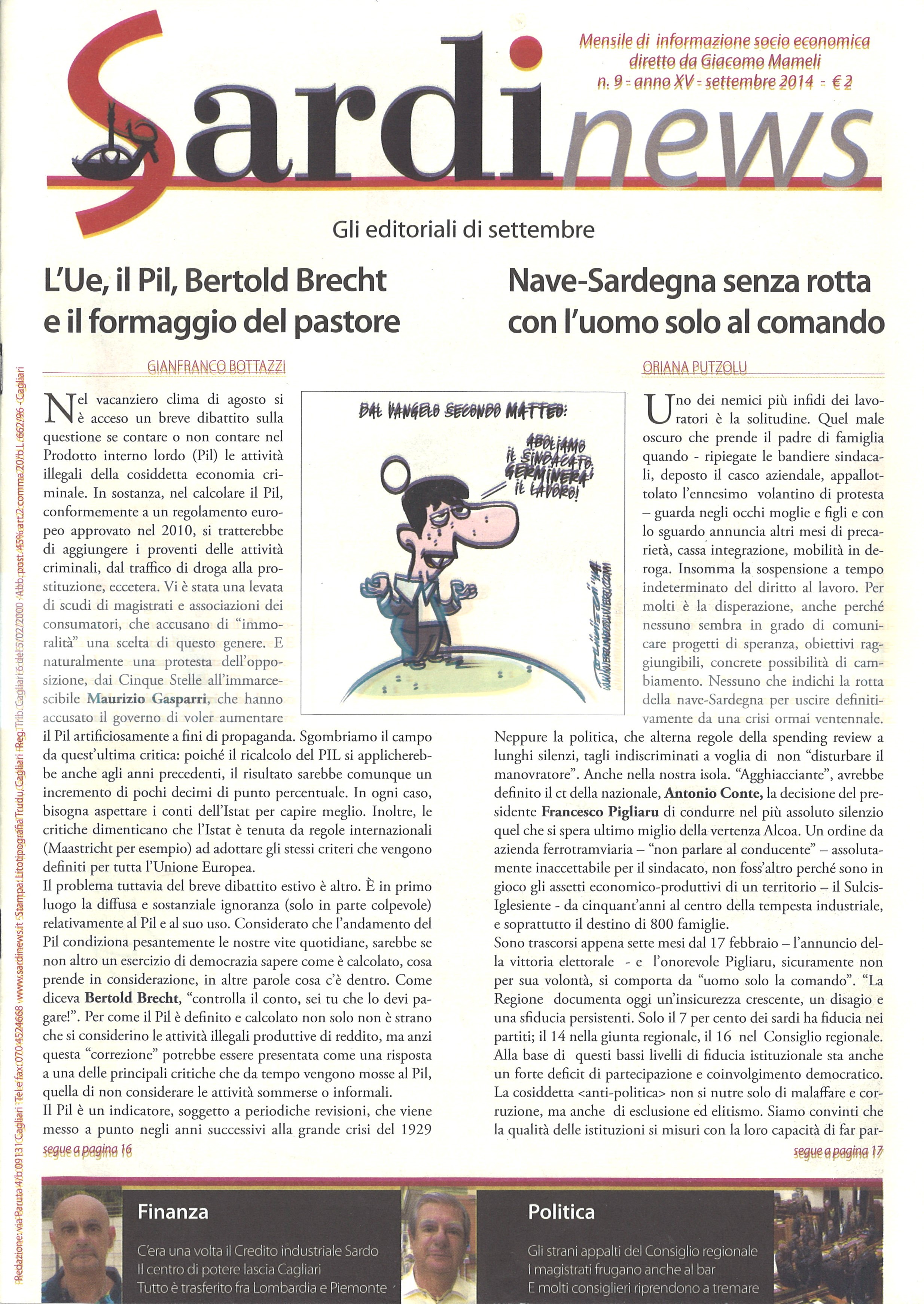 Sardinews / n. 9 / anno XV – settembre 2014 /