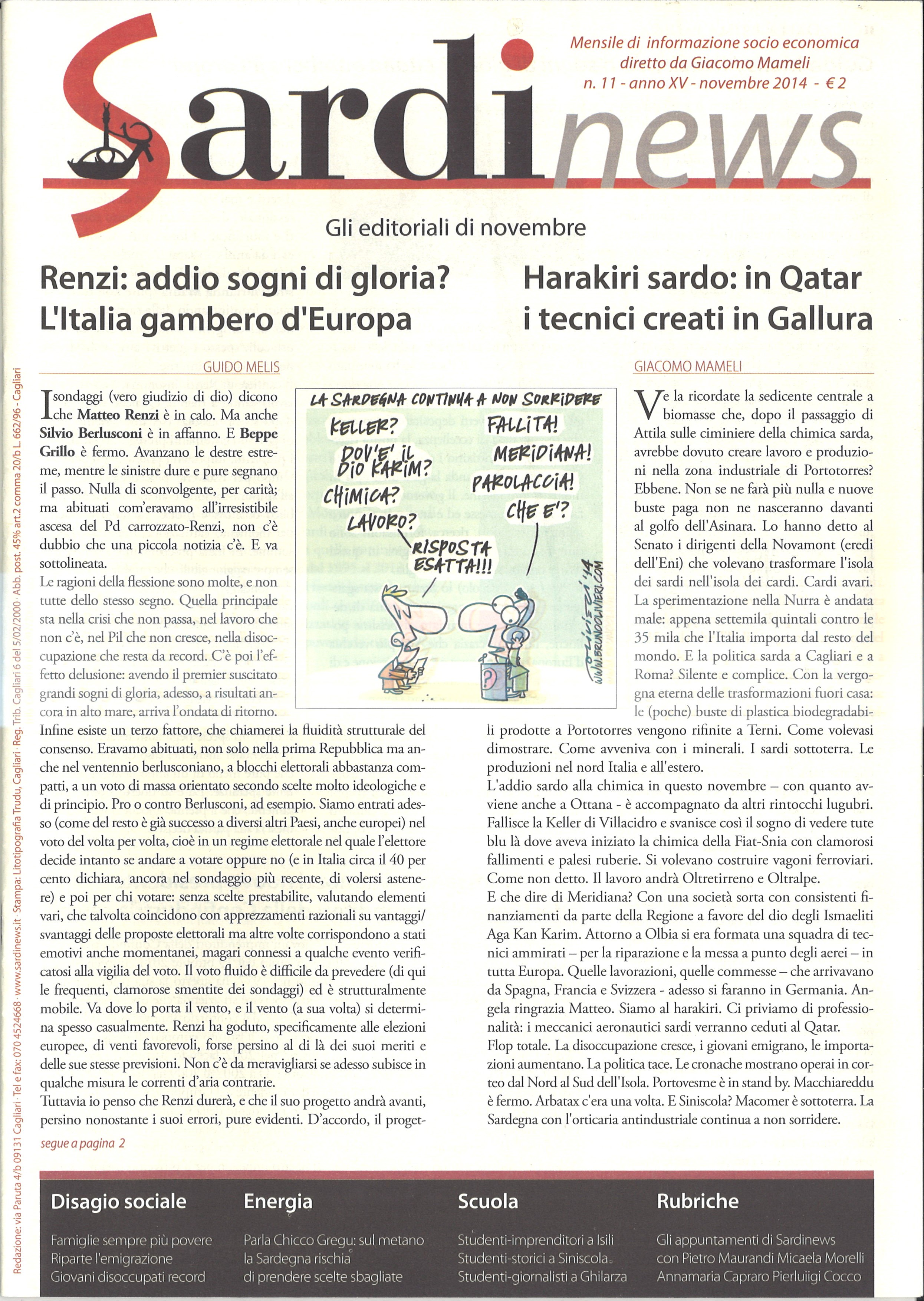 Sardinews / n. 11 / anno XV – novembre 2014 /